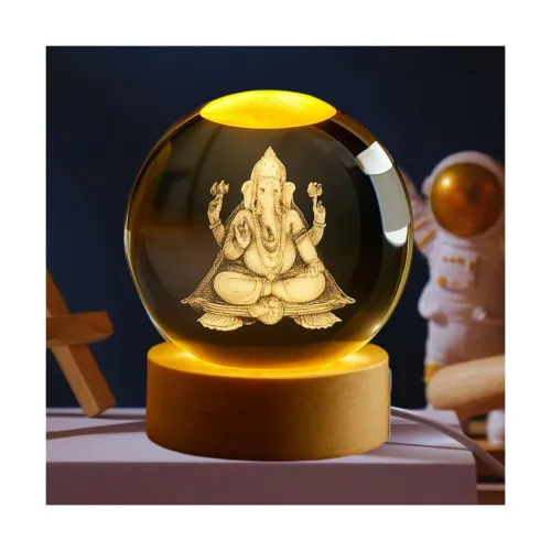 Image of Desidiya Lord Ganesh Ji Crystal Ball Night Light 2.4 Inch Glass Ball Night LED