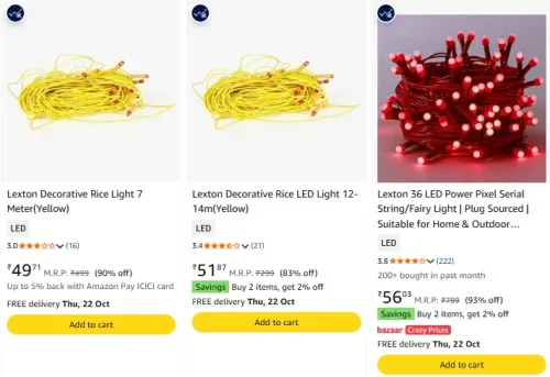 Image of Desidiya ® Plastic 55 Meter LED Decorative String Fairy Rice Lights for Home
