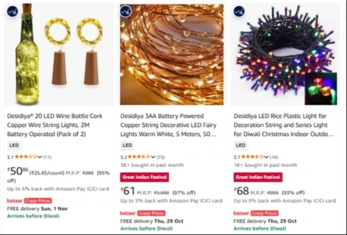 Image of Desidiya Seasonal Indoor String Lights at minimum 97% Discount