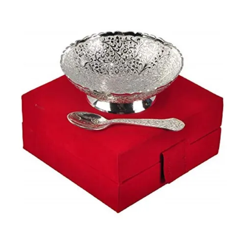 Image of Design Decor Gallery German Silver Single Bowl +Royal Velvet Box -2