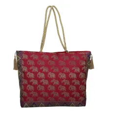 Designer Ethnic Handmade Brocade Silk Tote Bag For Womens Shoulder Bag Shopping