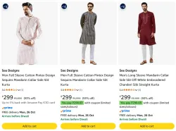 See Designs Men Full Sleeve Kurta Upto 93% Discount