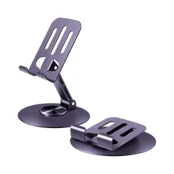 DeskPro K5 360° Rotating Adjustable Metal Mobile Stand | Foldable Metal Phone Holder with Anti-Slip Base | Universal Com