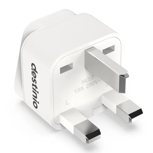 Image of Destinio Type G Travel Adapter | UK Plug Adapter for India to UK, UAE, Singapore & More