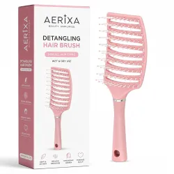 Detangling Hair Brush for Wet & Dry Hair, Flexible Vented Styling Comb with Ball Tip Bristles for Curly, Wavy & Straight Hair, Scalp Massage Grooming Tool for Women Men Kids
