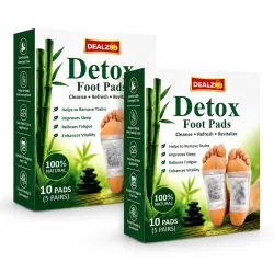 Detox Foot Pads Set of 2 | Natural Bamboo Vinegar Foot Patches | Overnight Foot Care | Refreshing Foot Pads for Men & Women | 20 Pads (10 Pairs)