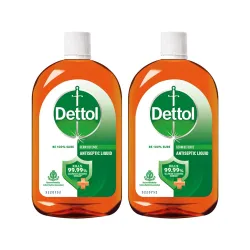 Dettol Antiseptic Liquid for First Aid, Surface Disinfection and Personal Hygiene 750ml (Pack of 2)