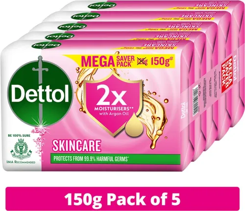 Image of Dettol Skincare Moisturizing Bathing Soap with Argan Oil, Softer Skin (5 x 150 g)