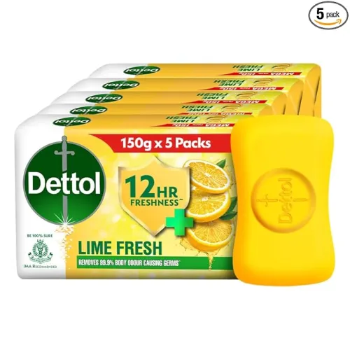 Image of Dettol Lime Fresh (Lime Cool) Bathing Soap Bar 150gm Pack of 5