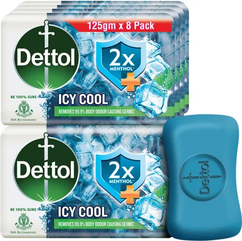 Image of Dettol Icy Cool Bathing Soap Bar With 2xMenthol  (8 x 125 g)