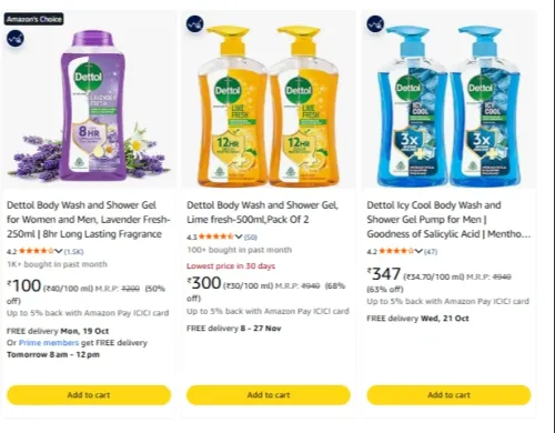 Image of Dettol Body Wash and Shower Gel at minimum 50% Discount