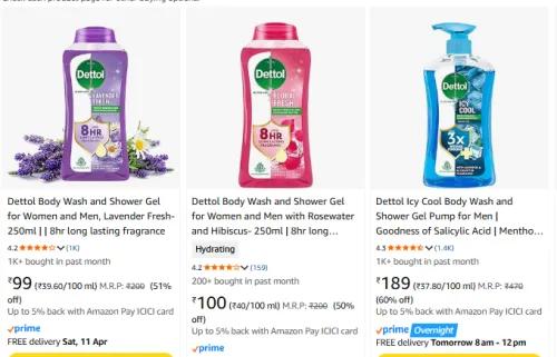 Image of Dettol Body Wash Gels Starting @ ₹99