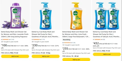 Image of Dettol Body wash Minimum 50% Discount