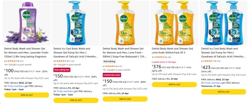 Image of Dettol Body Wash starting at ₹100