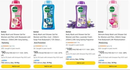 Image of Dettol Body Wash and Shower Gel Starting @ ₹90