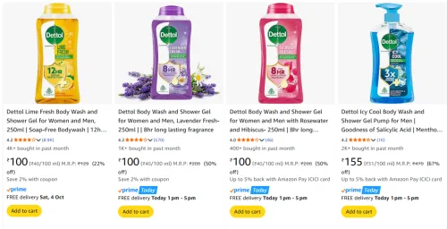 Image of Dettol Body Wash upto 67% Discount | Starting at ₹100