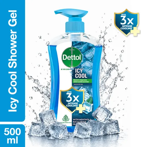 Image of Dettol Icy Cool Body Wash, Shower Gel , menthol, cooling crystals