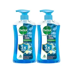 Dettol Icy Cool Body Wash and Shower Gel Pump for Men | Goodness of Salicylic Acid | Menthol Freshness | 500ml Pack of 2