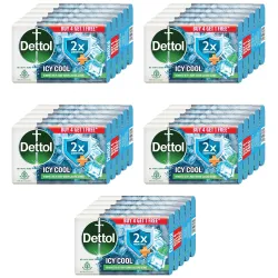 Dettol Icy Cool Bathing Soap Bar With 2x Menthol (625gm), 125gm, Pack of 25