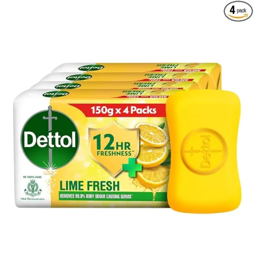 Image of Dettol Lime Fresh (Lime Cool) Bathing Soap Bar with 12hr Freshness (600gm) |Long Lasting Freshness, 150gm Pack of 4