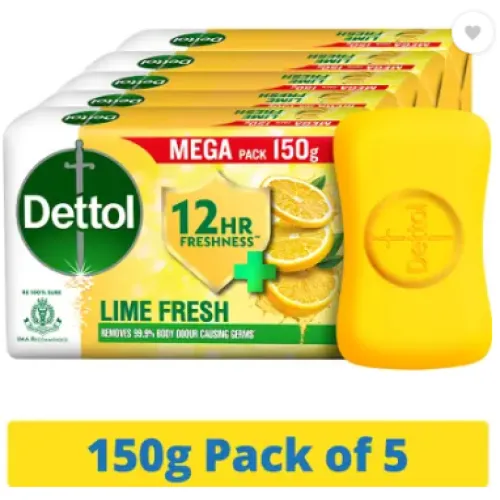 Image of Dettol Lime Fresh (Lime Cool) Bathing Soap Bar with 12hr Freshness  (5 x 150 g)