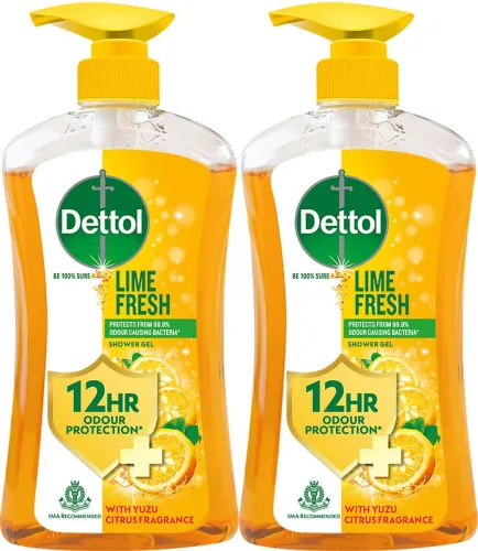 Image of Dettol Lime Fresh Body Wash Combo, Shower Gel for Men & Women, protects from bacteira (2 x 500 ml)