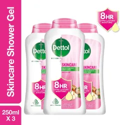 Dettol Skincare Body Wash Combo and Shower Gel for Men, Women, moisturizer, shea butter (3 x 250 g)