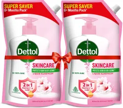 Dettol Skincare Liquid Handwash Refill Hand Wash Pouch (2 x 675 ml)