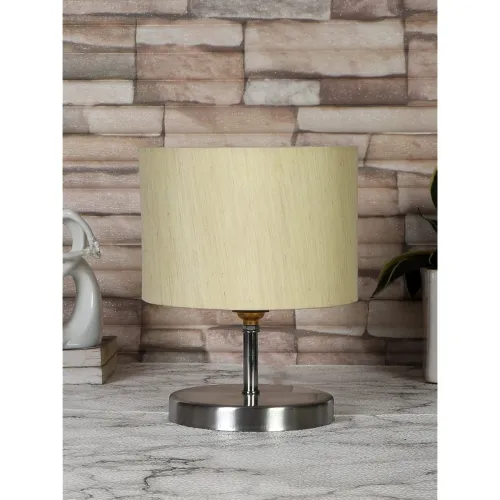 Image of Devansh Off-White Cotton Table lamp with Steel Base -57
