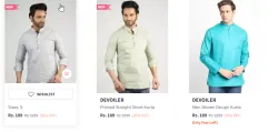 DEVOILER Mens Kurta At Minimum 90% Discount