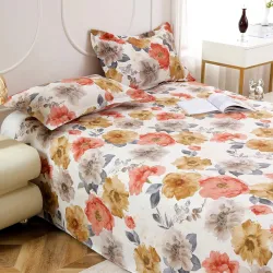 Dew Cotton Bedsheet for Double Bed 160 TC 250 x 225 CM, Peach