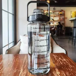 DFit 2Liter Transparent Motivational leakproof gym water bottle 2000 ml