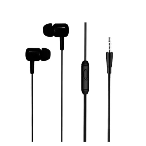 Image of DH-1037 Extra Bass Wired in-Ear Headphones with Mic, 3.5mm Jack, Tangle-Free Cable, Lightweight Design (Black)