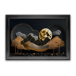 Dharvika Modern 3D Scenery Photo Frame Black Sparkle