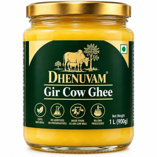 Image of Dhenuvam Gir Cow Ghee 1000 ml | Pure Desi Cow Ghee | Traditional Indian Ghee