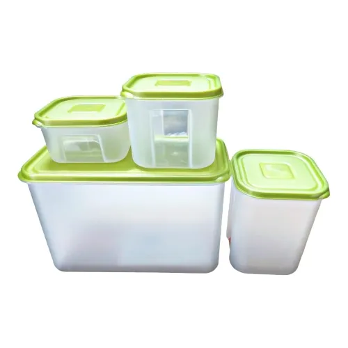 Image of DIALUST Rectangular Plastic Fridge Storage Boxes, Set of 4