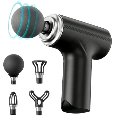 Image of Diamo Massage Gun, Black | Deep Tissue, Handheld Percussion Massager, 4 Specialized Heads, For Back, Leg, Neck, Shoulder