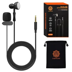 DIGIMORE Lavalier Microphone | Omnidirectional Clip-On Mic | Noise Reduction | Two-Way Audio | for Recording, Streaming 