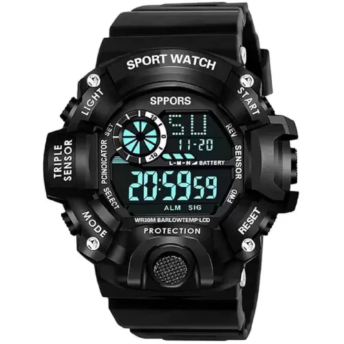 Image of Digital Dial Black Solid Design Strap Multi Functional 