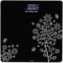 Digital Body Weight Scale with LCD Display, Tempered Glass Platform, Floral Pattern, Accurate Bathroom Weighing Machine,