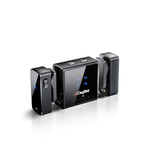 Image of Digitek® (DWM-117 2-in-1 Wireless Microphone, C to C & C to LTC Connector, Noise Cancellation, 360° Sound Capture, 70m R
