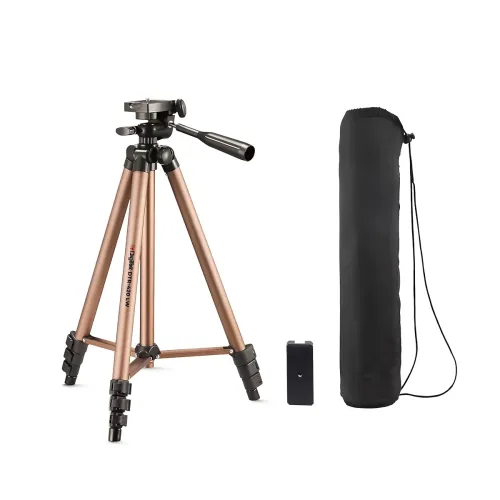 Image of Digitek (DTR 420LW) Tripod for Camera & Smartphone with Holder – 4.26ft Max Height, 3Kg Load, 4-Section Legs, 3-Way Head