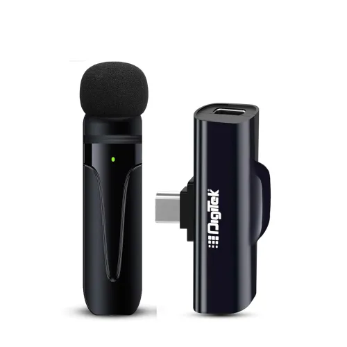 Image of Digitek DWM-001 Wireless Microphone & Receiver with Type C, in-Built Noise Cancellation .
