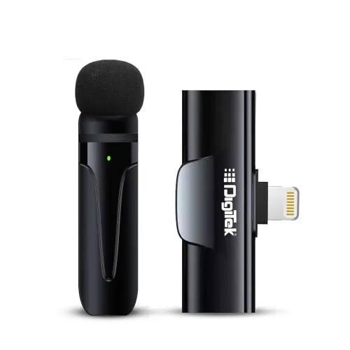 Image of Digitek (DWM-002 Wireless Microphone Compatible with iPhone X/11/12/13/14 Series for Vlogging, Only for iPhones with Lig