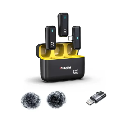 Image of Digitek® (DWM 105) 2 in 1 Wireless Microphone System with ANC Mode, 50m Wireless Range, 6-Hour Working Time, Plug & Play