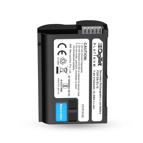 Image of Digitek Platinum (EN-EL15) 2100mAh Rechargeable Li-ion Battery, 7.4V 15.5Wh, Replacement Battery for Nikon Z5, Z6, Z7, D
