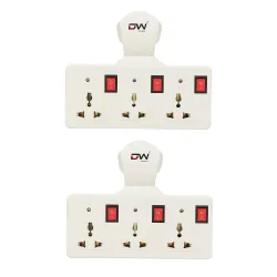 Digiway 3 pin Multiplug Cordless Wall Socket Extension Board (Po2)