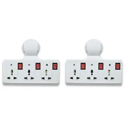 Digiway Three pin Multi Plug Point Extension Board (Pack of 2)
