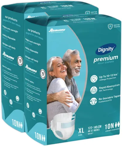 Image of DIGNITY Premium Tape Style Adult Diapers - XL (20 Pieces)