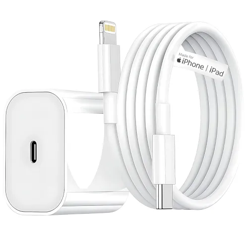 Image of DiHines Original Apple-Certified 20W USB-C Charger with Lightning Cable | Fast iPhone Charger for iPhone 11, 12, 13, 14,